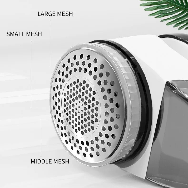 Tidesmit professional rechargeable electric fabric lint remover showing shaver head and ergonomic design