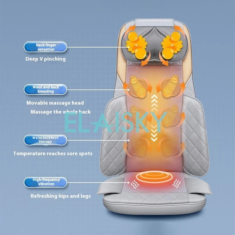 Heated Lumbar Electric Massager - Deep Tissue Relief - Gray & Blue Back Massage Instrument Tidesmit