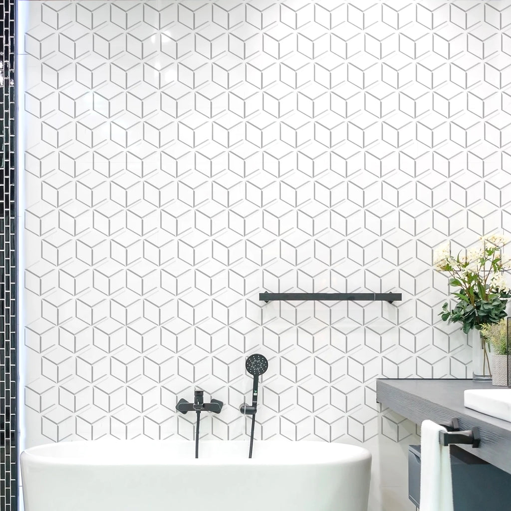 5/10Pcs Peel and Stick Tile Backsplash Thicker Design Marble Tiles 12"X12" Stick on Backsplash Self Adhesive Tiles for Any Room