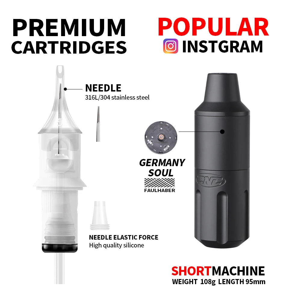 Rotary PMU Machine with Faulhaber Motor - Precision Black Tattoo Pen Permanent Makeup Machines Tidesmit