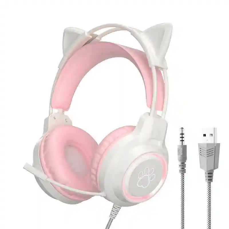 Wired Gaming Headphones: Noise-Canceling Over-Ear Audio - SY-G35 Series SY-G35 Pink Cat Tidesmit
