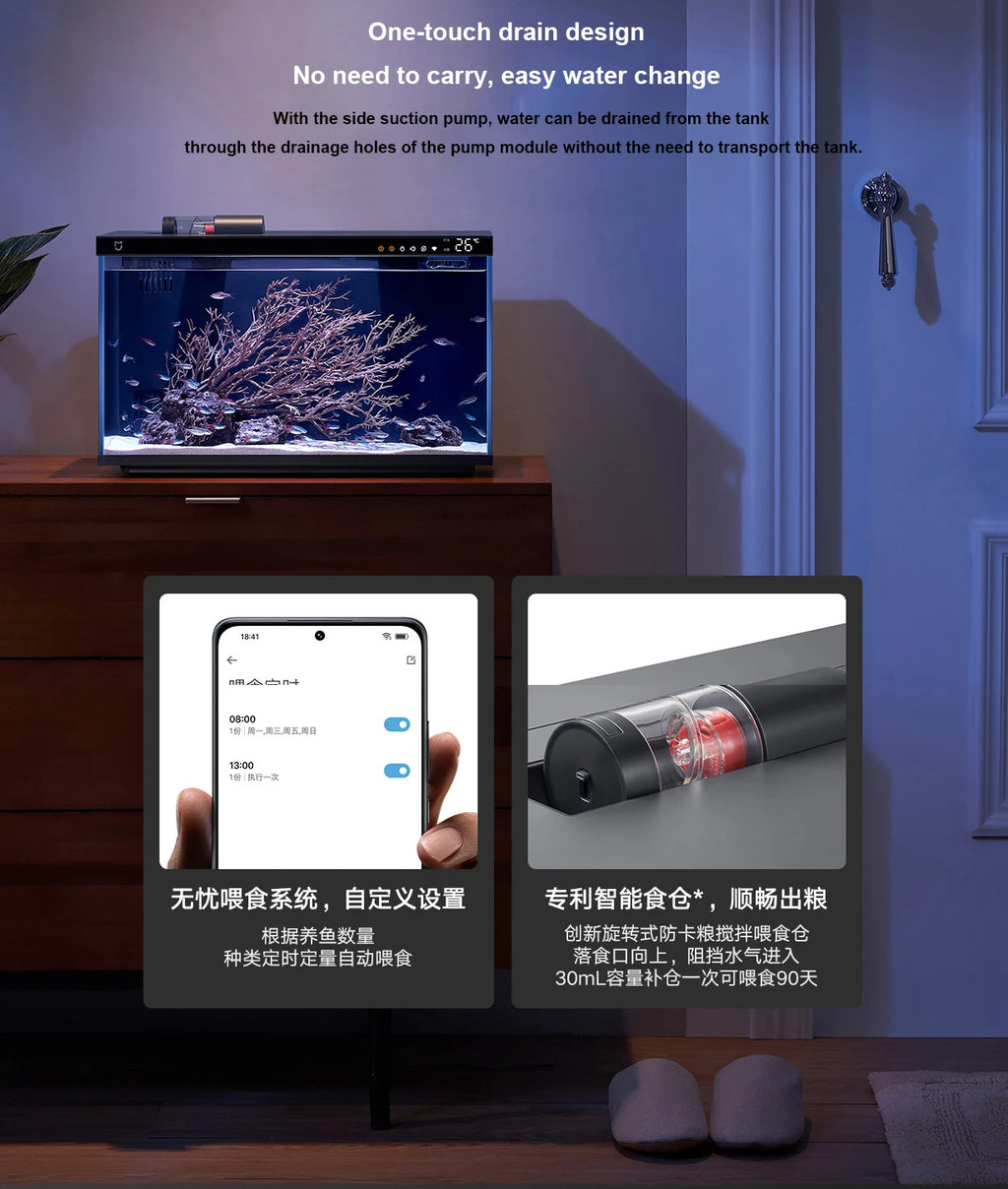 NEW MIJIA Smart Fish Tank Work With Mijia APP Mobile Controlled Remote Feeding Smart Lighting System Light Aquarium 20L-CN