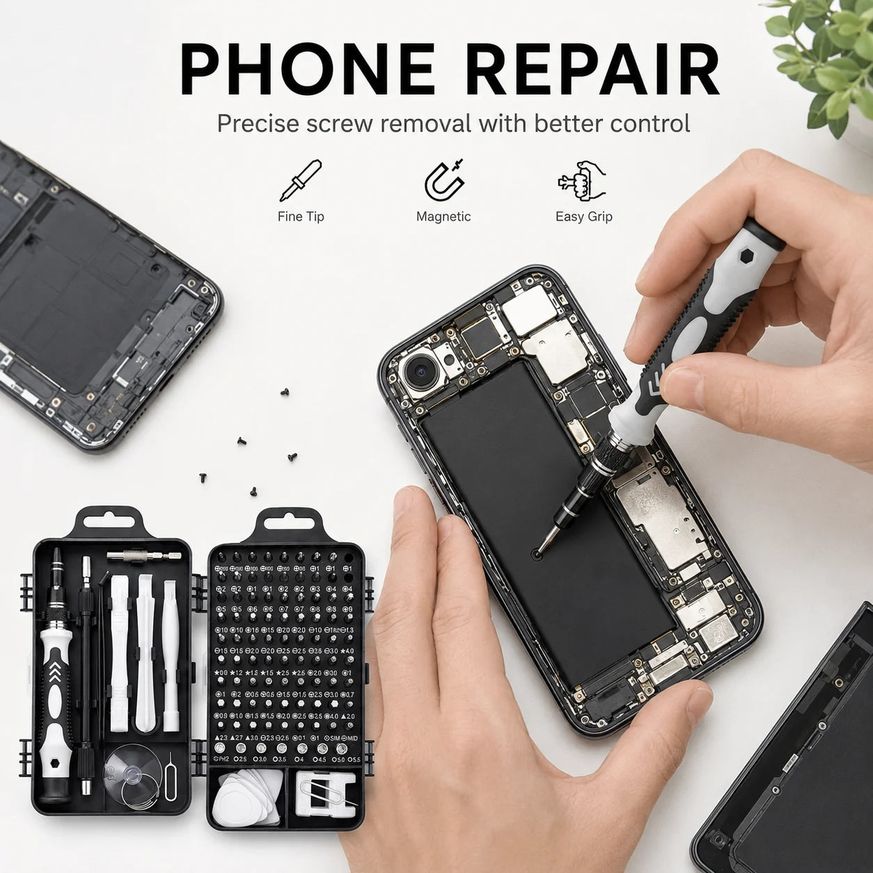 115 In 1 Precision Magnetic Screwdriver Set Electronics Repair Tool Kit For Phone Laptop Game Console Watch