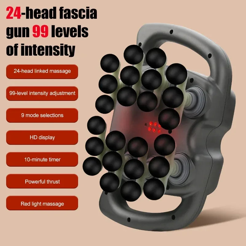Fascia Gun Deep Tissue Massager - 16 & 24 Head Muscle Recovery Tools Fascia Gun Grey-24 Tidesmit
