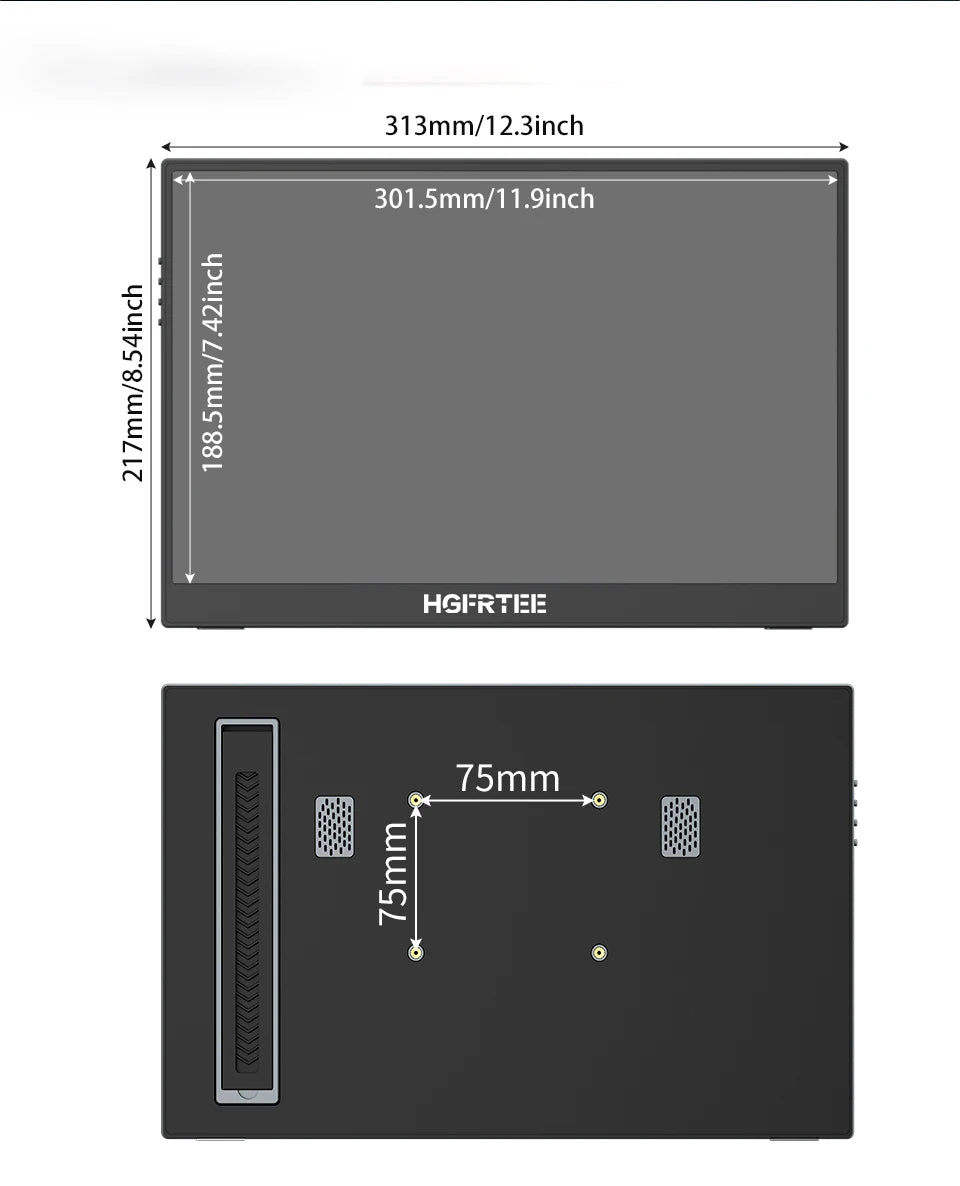 HGFRTEE 14.1 Inch Portable Monitor 1200P 16:10 Aspect Ratio 63%sRGB Second Screen for Laptop Gaming Compatible with Switch PS4/5