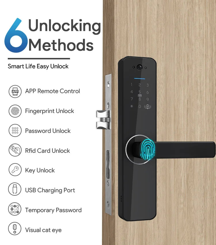 Security Residential Electronic Lock Serure De Porte Cerradura Inteligente Para Puerta Digital Tuya Smart Door Lock With Camera
