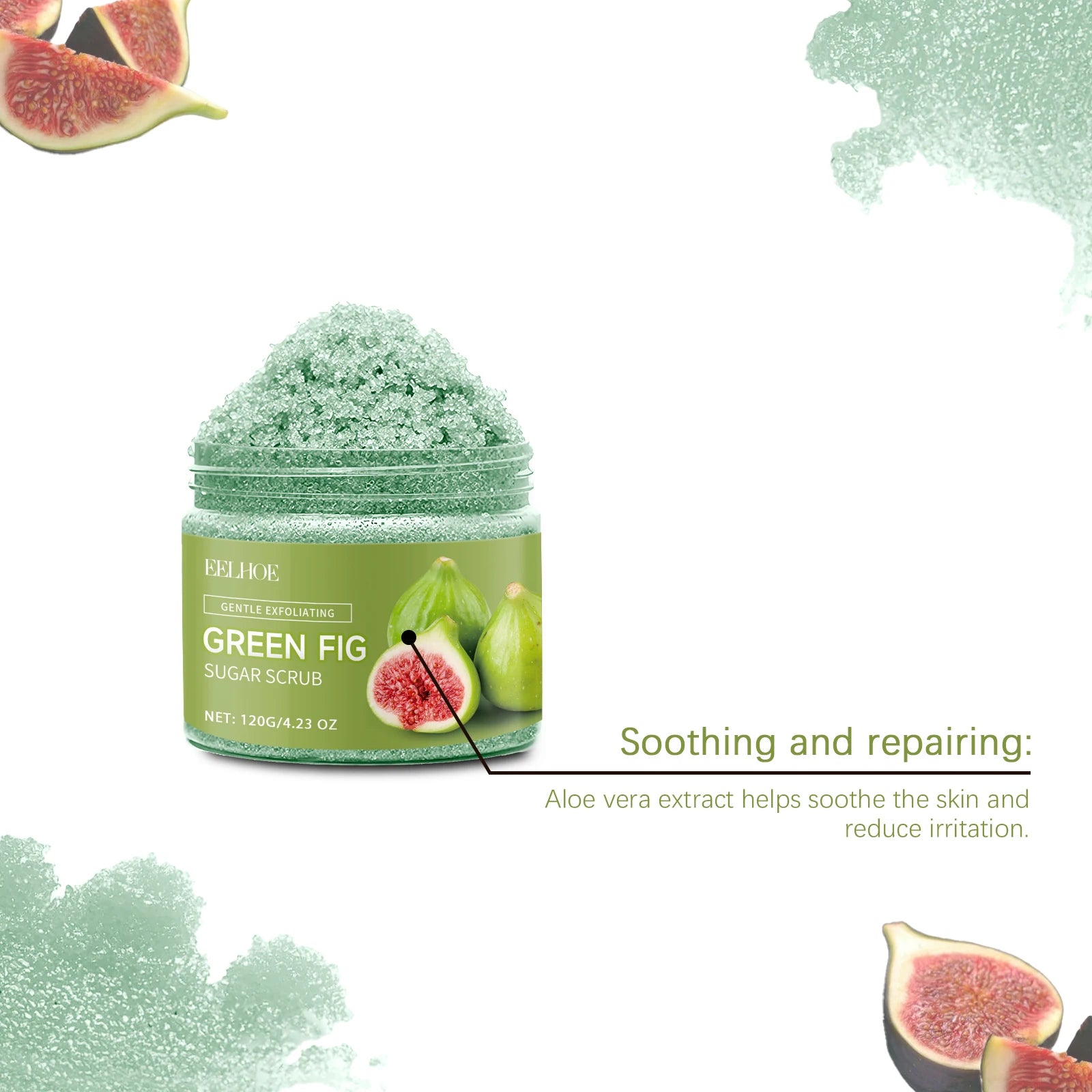 Green Fig Sugar Scrub | Natural Exfoliating Body Polish for Radiant Skin Scrubs Treatments Tidesmit