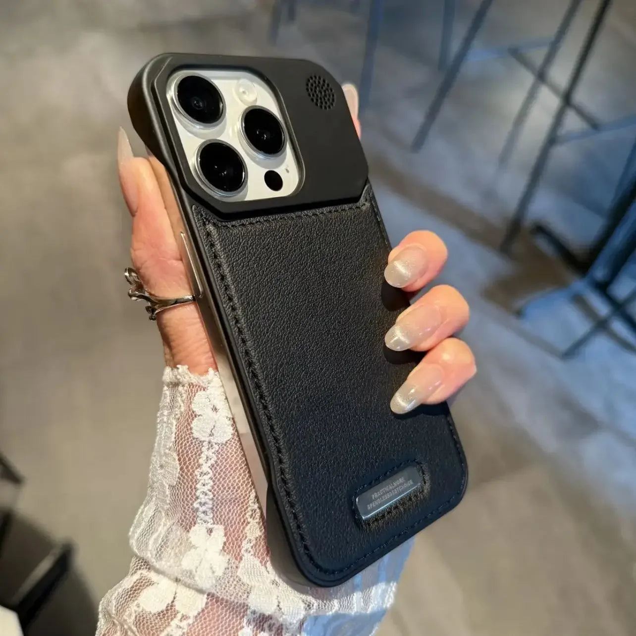 iPhone 15 Leather Aromatherapy Case with Magnetic MagSafe Protection Black Tidesmit