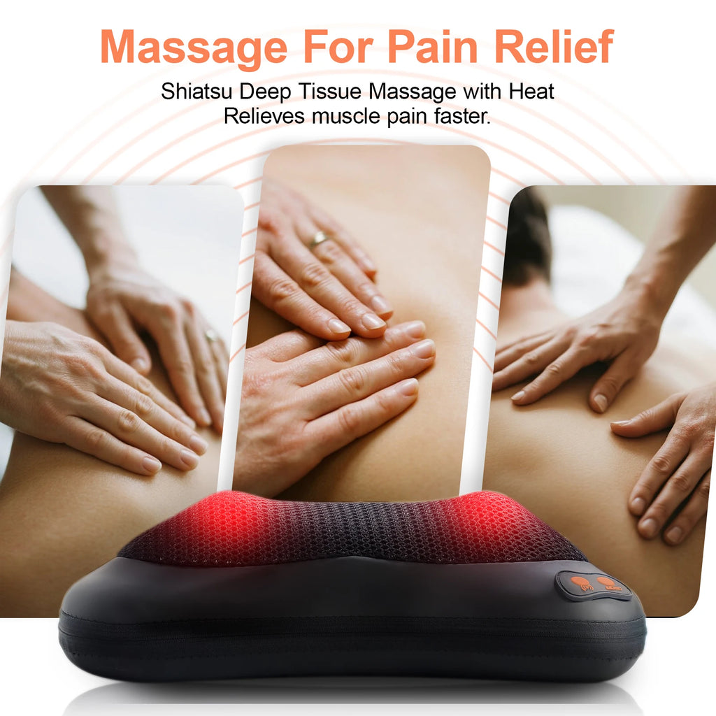 Electric Neck and Back Massager with Heat Therapy - Deep Tissue Relief Massage Cushion Tidesmit