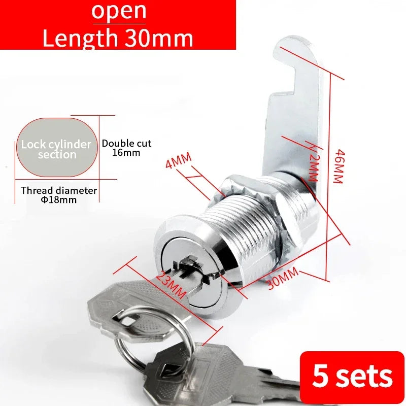 5/20/100SETS 16mm 20mm 25mm 30mm 35mm Metal Rotary Key Switch Push Button Lock Switch Latching Cylinder Cabinet Security Locker
