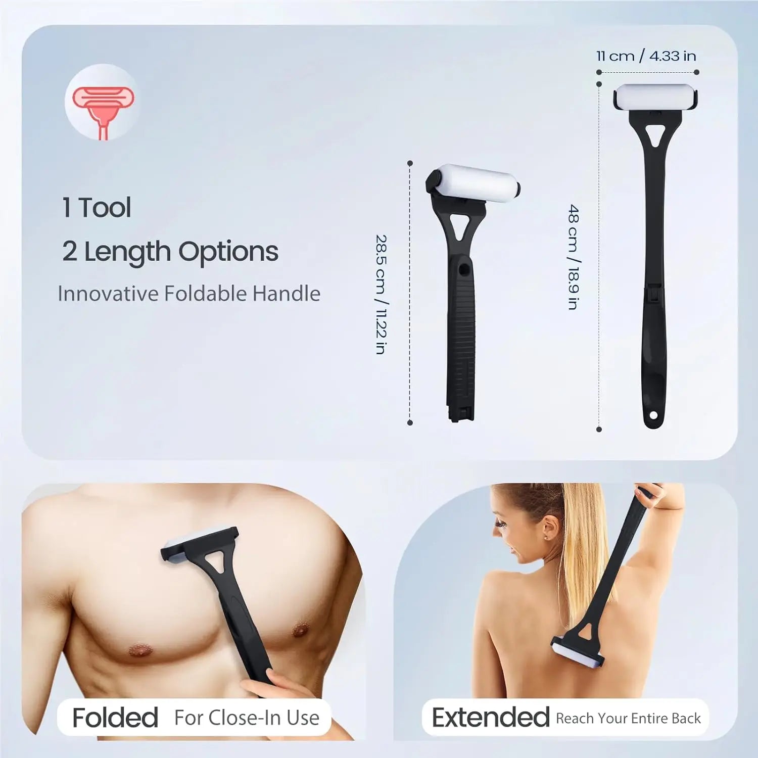 Back Lotion Applicator for Tanning and Sunscreen - Foldable Blue/Black Massage Chairs Tidesmit