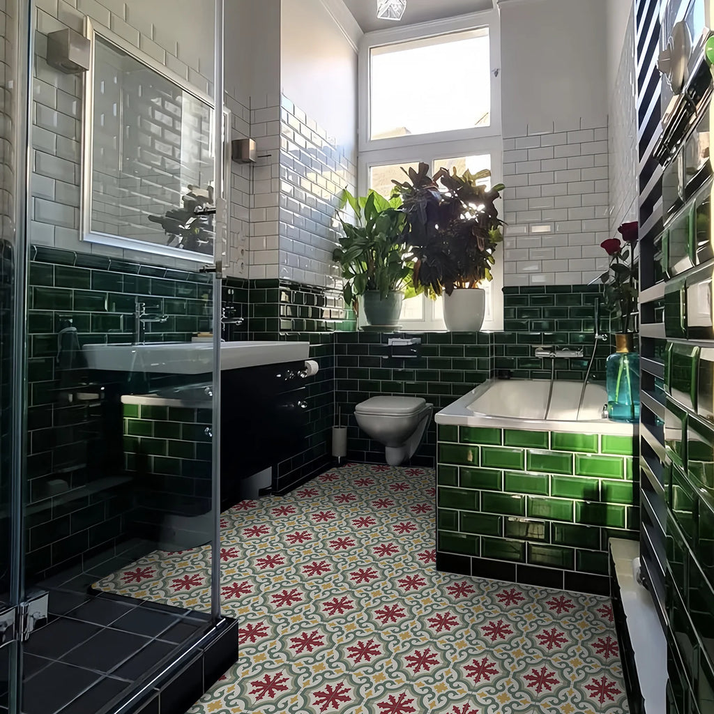 Peel and Stick Floor and Wall Tile Waterproof  Flooring for Bathroom, Vinyl Self Adhesive Flooring Tile 6PCS Backsplash