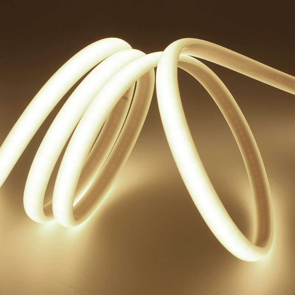 Dimmable 220V COB LED Neon Strip Light 4key Controller EU Plug Flex Tube 3000K 4000K 6000K for Staircase Bar Counter Lighting