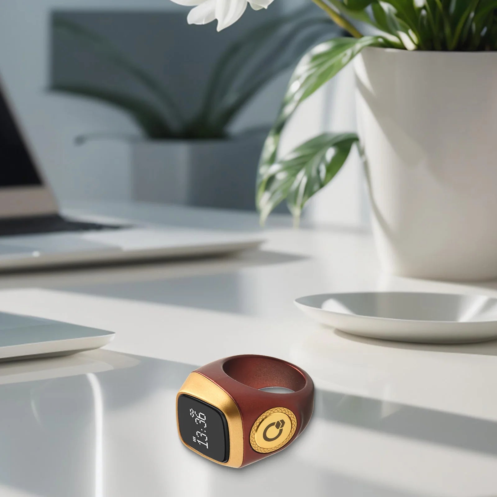 Smart Zikr Ring With Digital Counter, Vibration Alerts, and Health Tracking Tidesmit