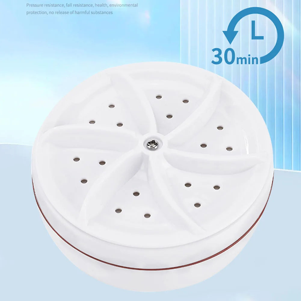 Tidesmit mini washing turbine showing compact rotary bubble cleaning mechanism for portable laundry on business trips
