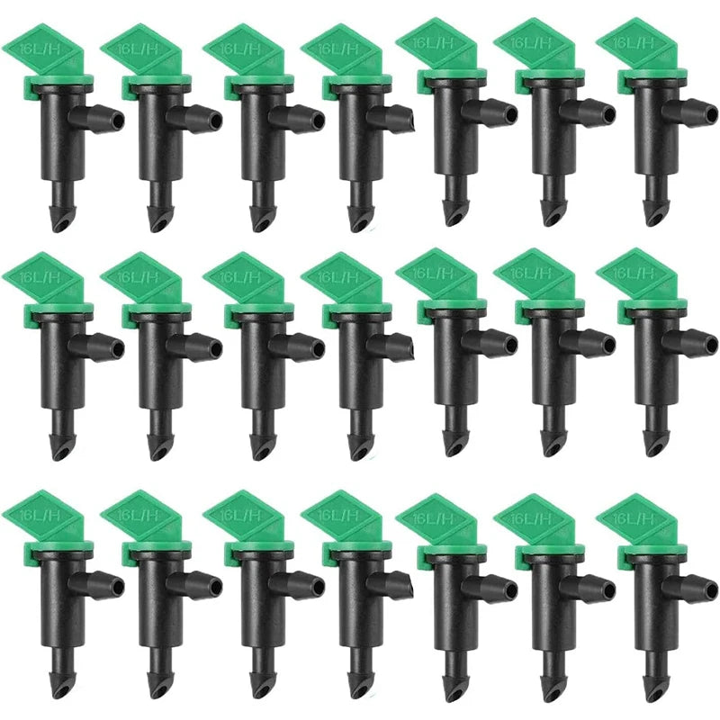 60PCS 4GPH Flag Drip Emitter Drip Emitters 16L/H Emitter Sprinkler Drippers System Connect 4mm/7mm Hose for Lawn Vegetables Gard