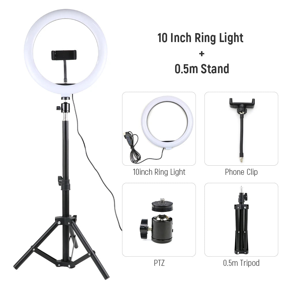Dimmable LED Ring Light with Adjustable Tripod Stand - Tidesmit EU Light X 0.5m Tripod China Mainland Tidesmit