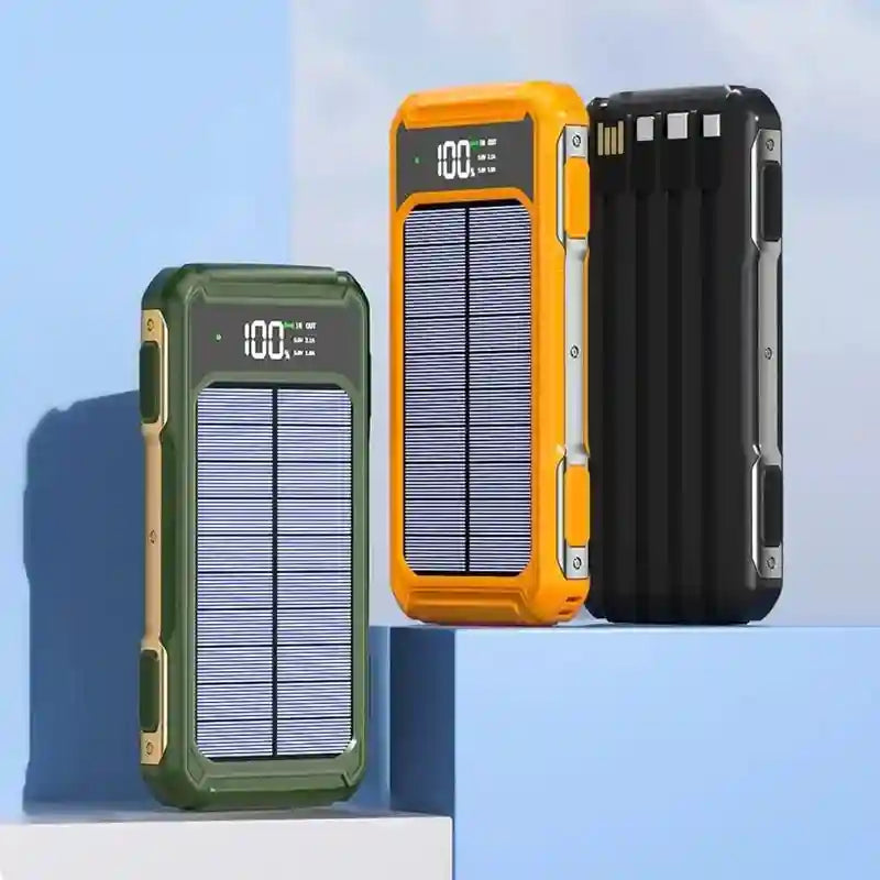 Solar Power Bank 200000mAh with Built-in Cables | Tidesmit Tidesmit