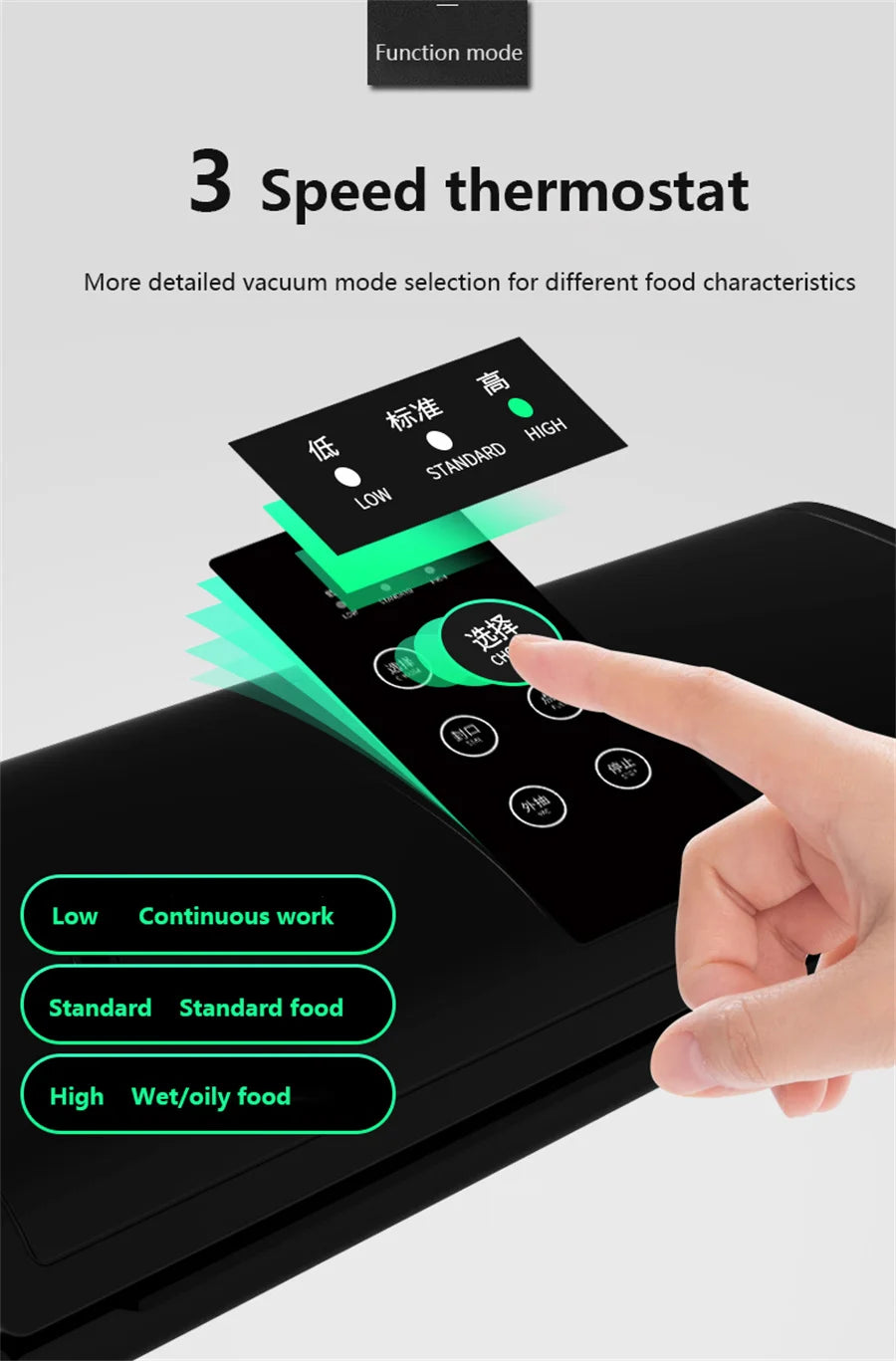 Electric Food Vacuum Sealer 110V/220V Automatic Household Kitchen Dry Wet Mode Plastic Packaging Sealer for Kitchen