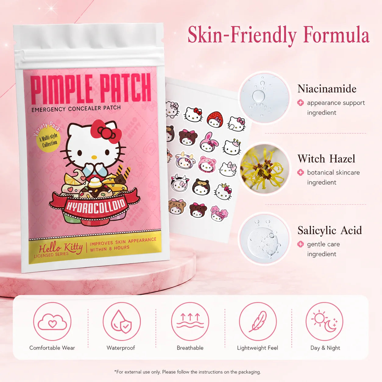 100PCS hello kitty Acne patches, facial acne patches, hydrogel acne removal patches, concealer