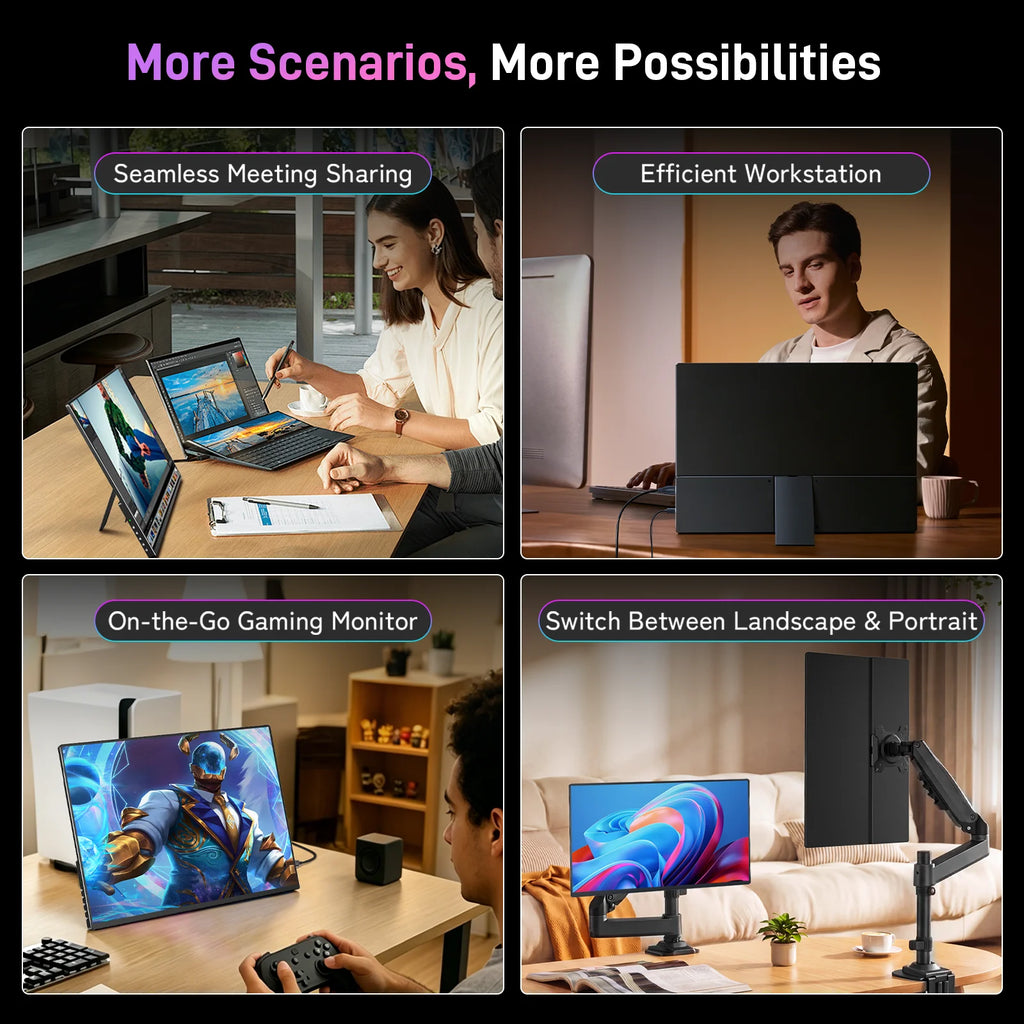 FORZOLA 16" 2K OLED Portable Monitor 120hz Gaming Display 100% DCI-P3 Laptop External Screen USB-C HDMI For Mac PC Mobile Phone
