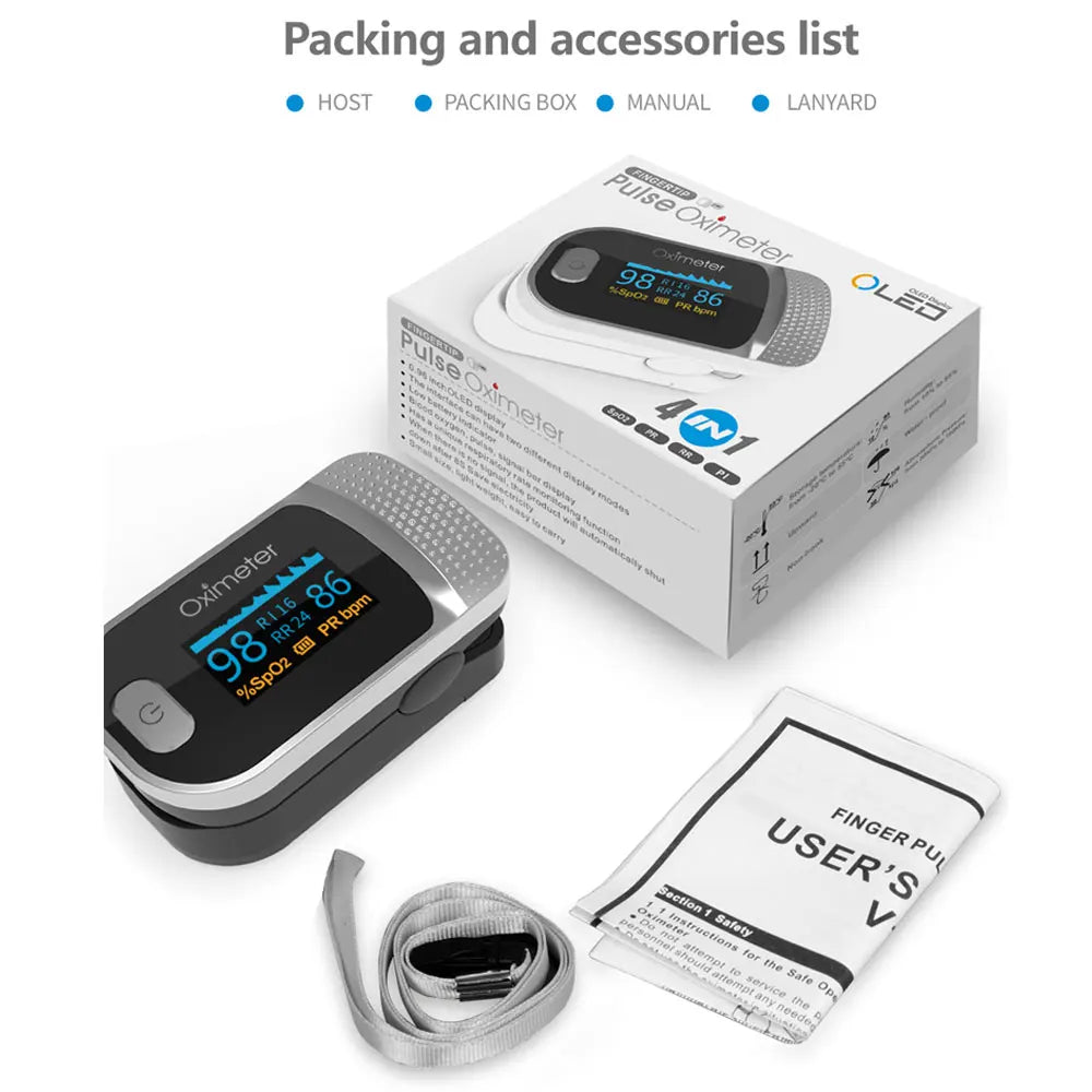 JianyouCare Finger Pulse Oled Oximeter Portable RR Blood Oxygen Saturation Meter Respiratory Rate Oximetro De Dedo Pulsioximetro