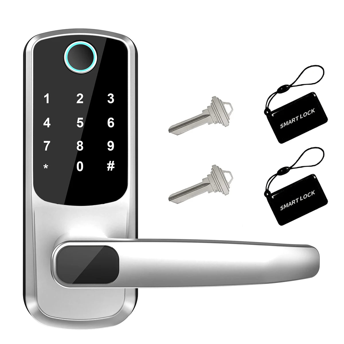 Wifi Smart Door Lock With APP/ Biometric Fingerprint / Password /Smart Card /Key Unlock/ USB Emergency Charger Electronic Lock