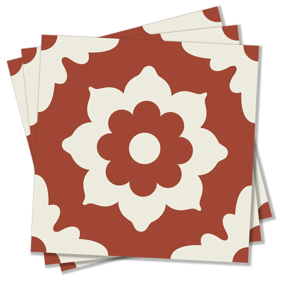 10pcs Moroccan Encaustic Terracotta Peel and Stick Self Adhesive Tile Stickers for Bathroom Renter Stick on Backsplash Tile