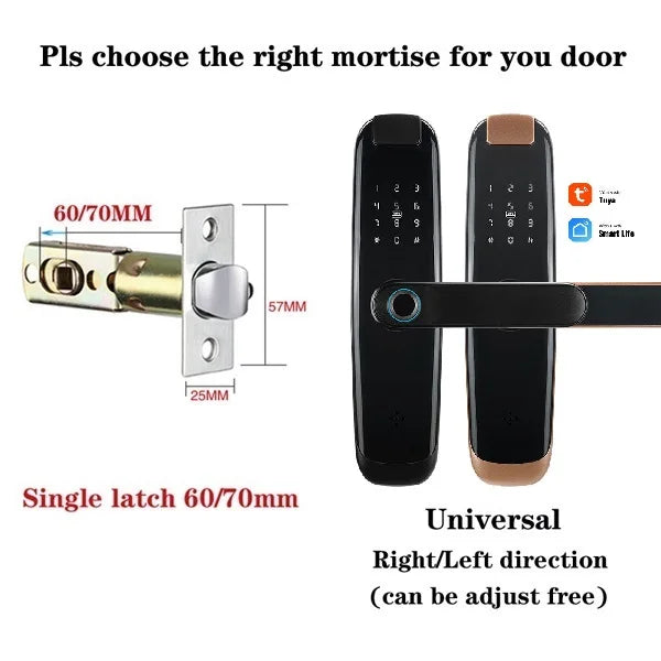 TUYA APP Compatible Smart Life App Unlock Smart Door Lock for Home Wood Door with Fingerprint Handle Combination Rfid Card