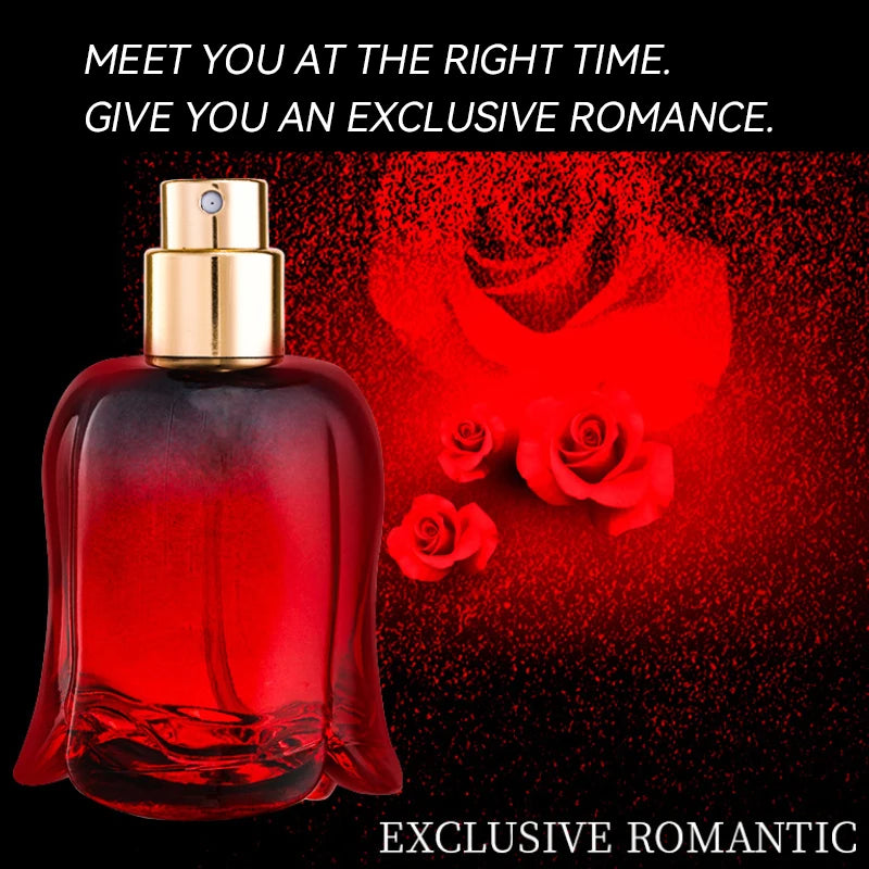 WARMKISS Midnight Rose EDP: Floral perfume for women in a red flower-shaped glass bottle, 50ml long-lasting scent.