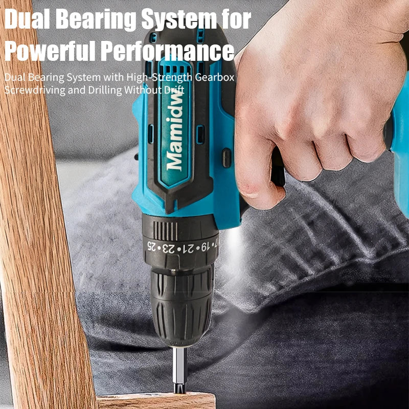 Mamidw 3/8'' 10mm Chuck Cordless Power Drill 25N.M 1150RPM Electric Screwdriver Drill for Daily Home Improvement Woodworking Tasks, For Makita 18V Battery PIN