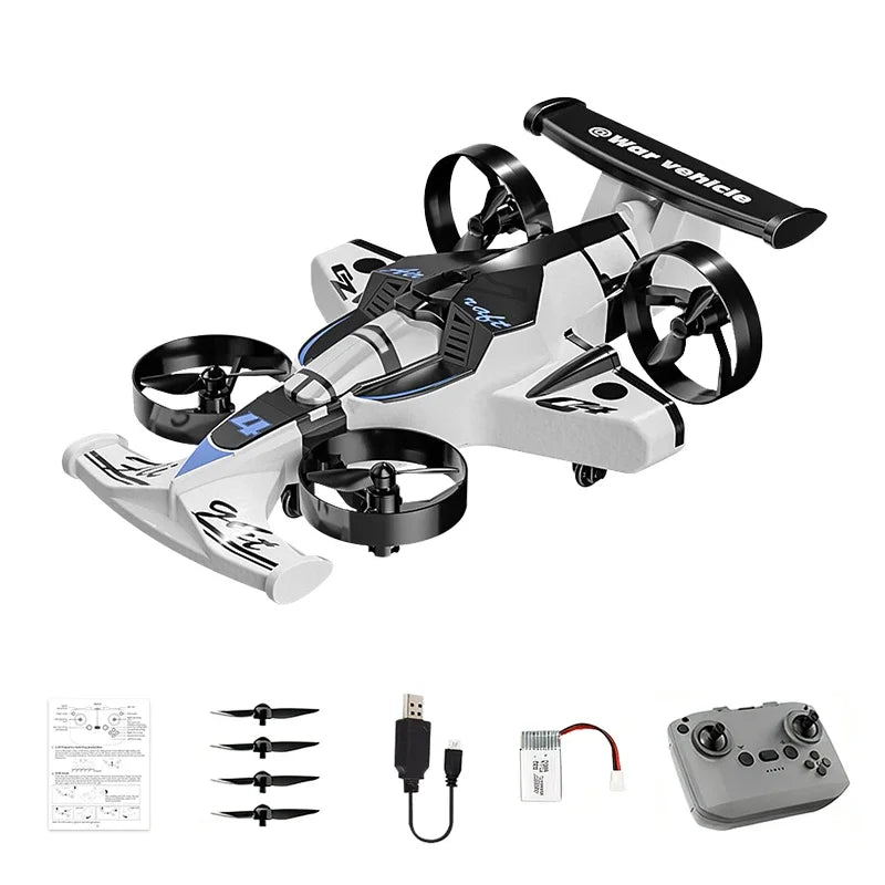 2-in-1 RC Stunt Drone Car - Foldable Aerial and Ground Vehicle White Violet white Tidesmit