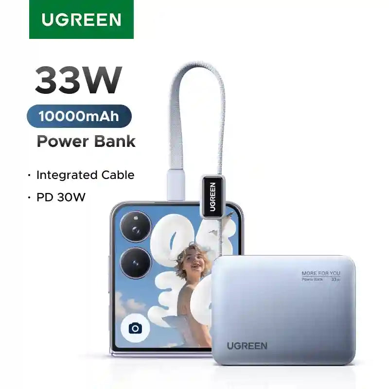 10000mAh Fast Charging Power Bank with Built-in Cable - Tidesmit Tidesmit