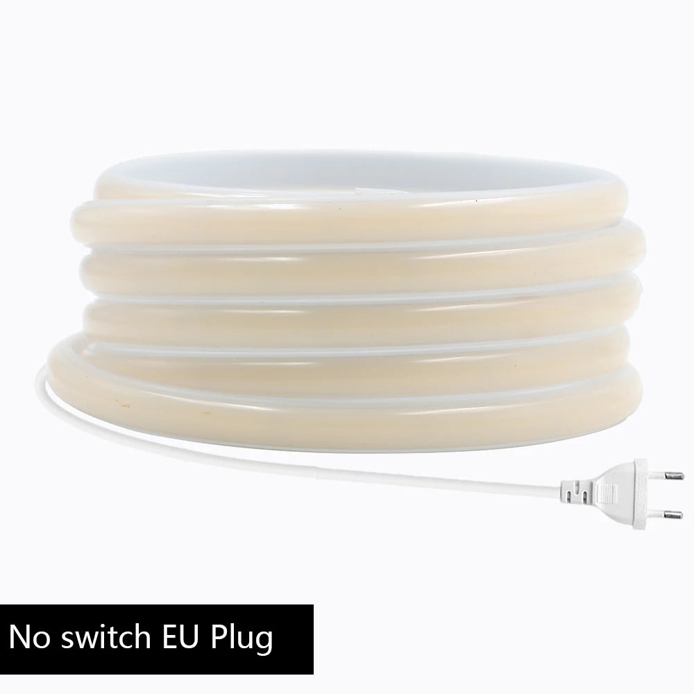 220V Dimmable COB LED Strip Light 288 LEDs/M Dimmer Switch ON/OFF Waterproof EU Plug Flexible Neon Lamp Decor 3000K 4000K 6000K