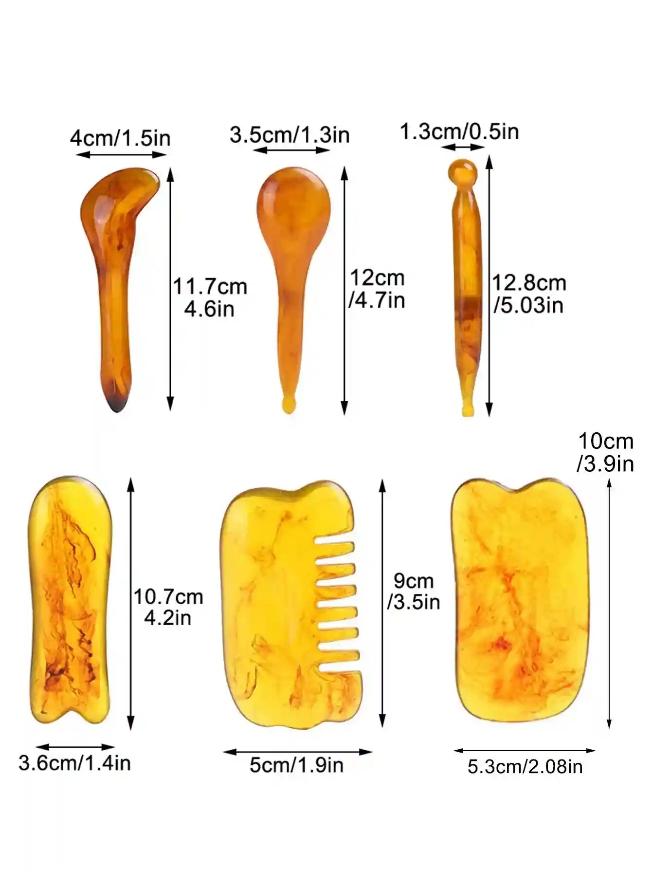 Gua Sha Scraping Tool Set 6-in-1 Face Body Massage Kit - Amber Eye Massage Instrument Tidesmit