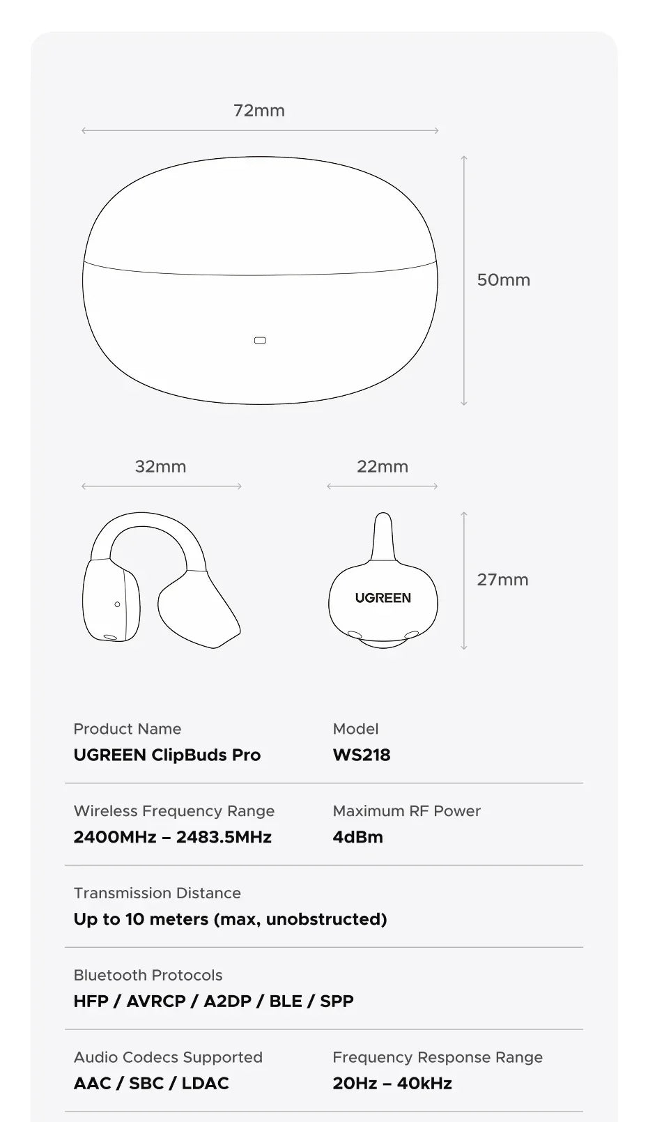 Open Ear Wireless Headphones, 32H Playtime - Tidesmit Audio Tidesmit
