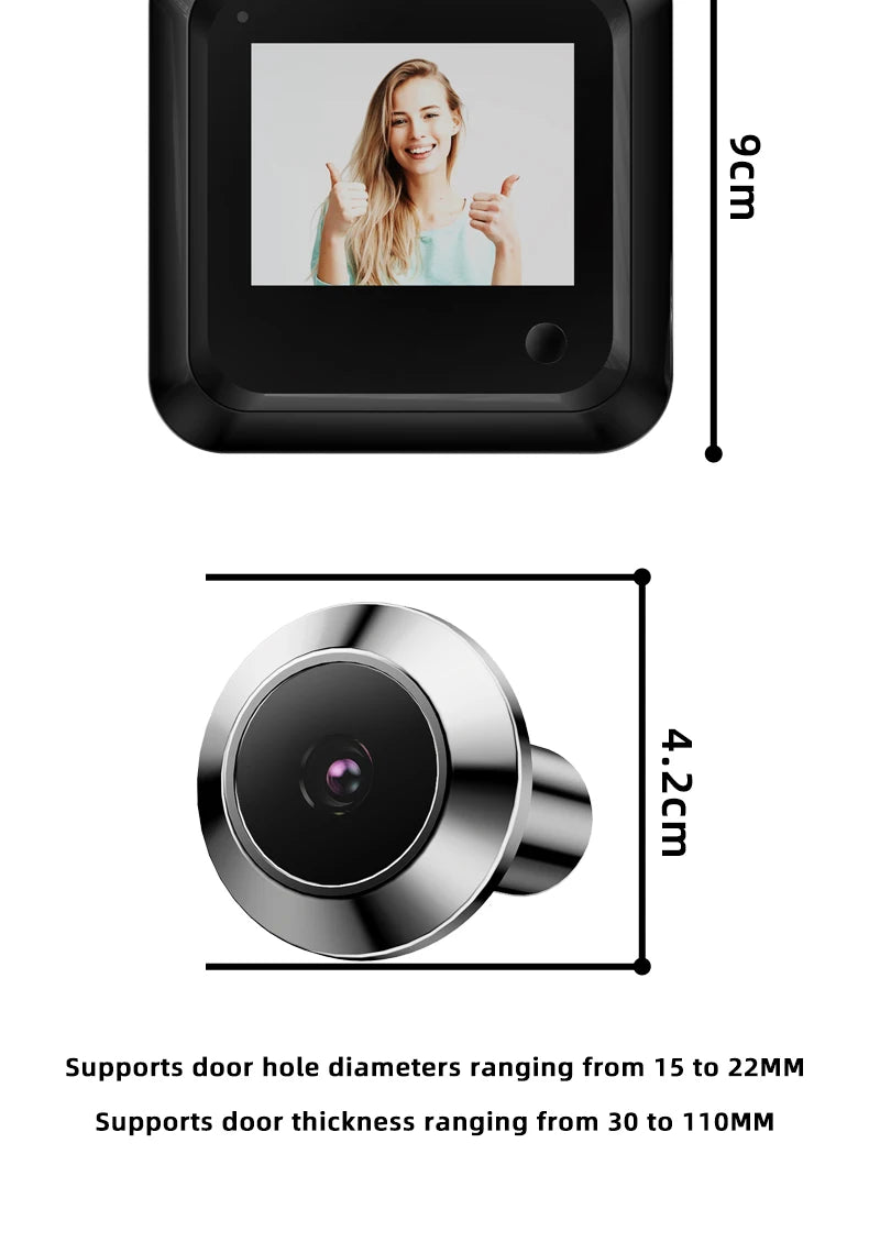 Danmini 2.4 Inch Hidden Peephole Doorbell 300 Thousand Pixels 120° Wide-angle Camera Digital Cat Eye Door Viewer Outdoor Monitor