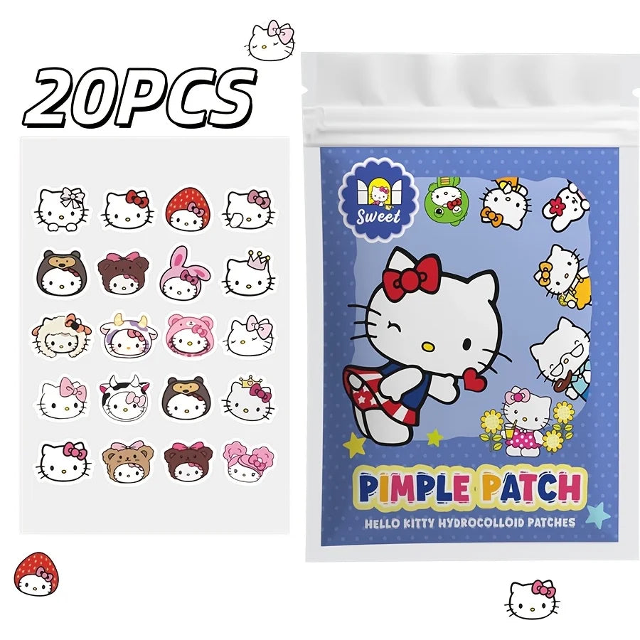 20/60PCS Sanrio Hello kitty Cartoon hydrocolloid acne patch - facial decorative sticker - covers blemishes and acne scars.
