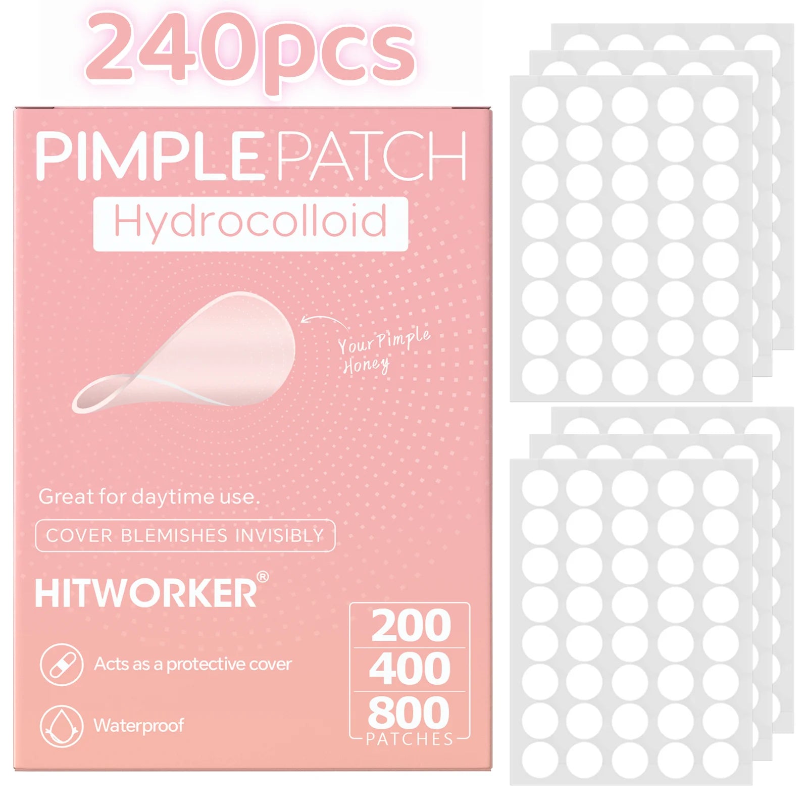 600/400/240pcs/box invisible acne patch set - deep cleaning high-quality water-based acne stickers, gentle and skin friendly
