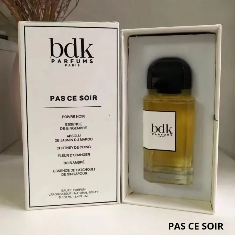 BDK Parfums Pas Ce Soir 100ml Eau de Parfum: luxury niche scent, jasmine & ginger notes, elegant rectangular bottle.