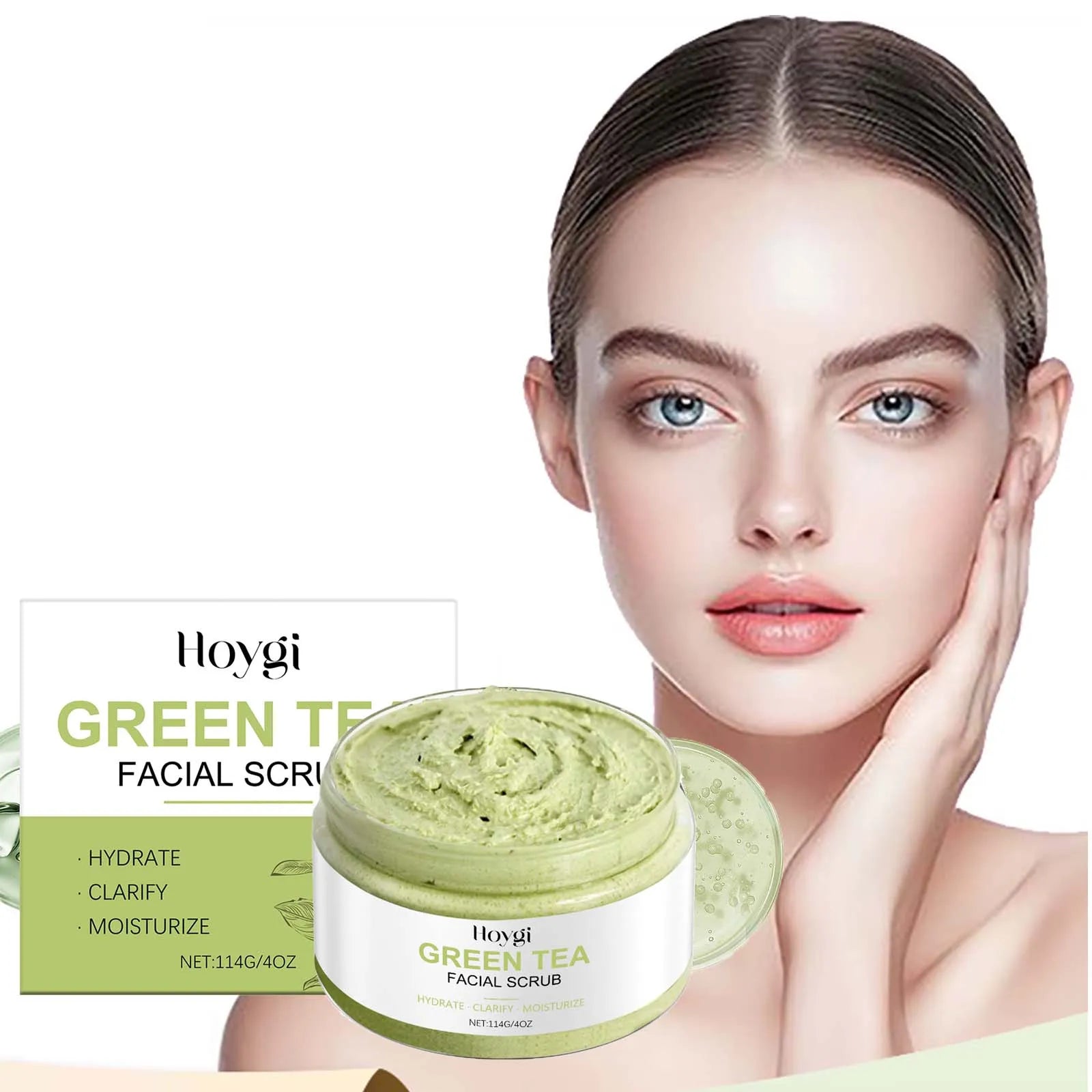 Green Tea Facial Scrub - Deep Pore Exfoliation - Natural Skin Care Scrubs Treatments 114g X 2Pcs Tidesmit