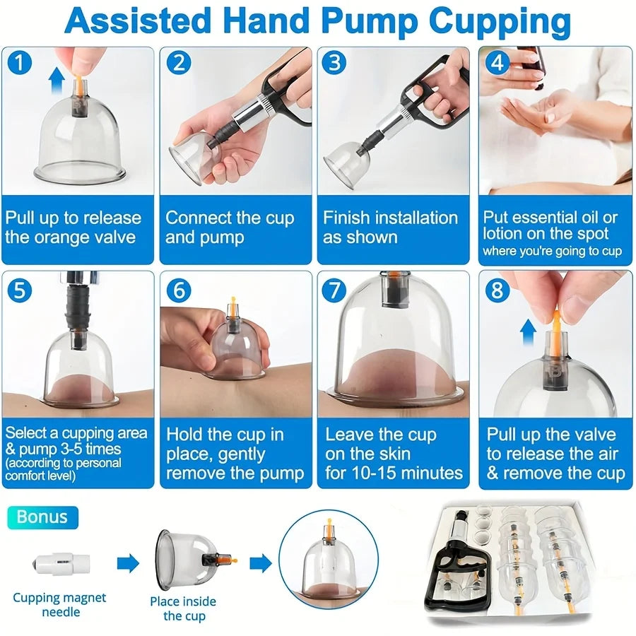 Cupping Therapy Set: 18-Piece Vacuum Massage Kit for Home Wellness Relaxation Treatment Tidesmit