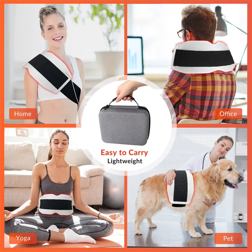 ZJKC 660nm 850nm 940nm Red Light Therapy Belt Near Infrared Phototherapy Wrap 450pcs LED Heating Pad for Full Body Pain Relief