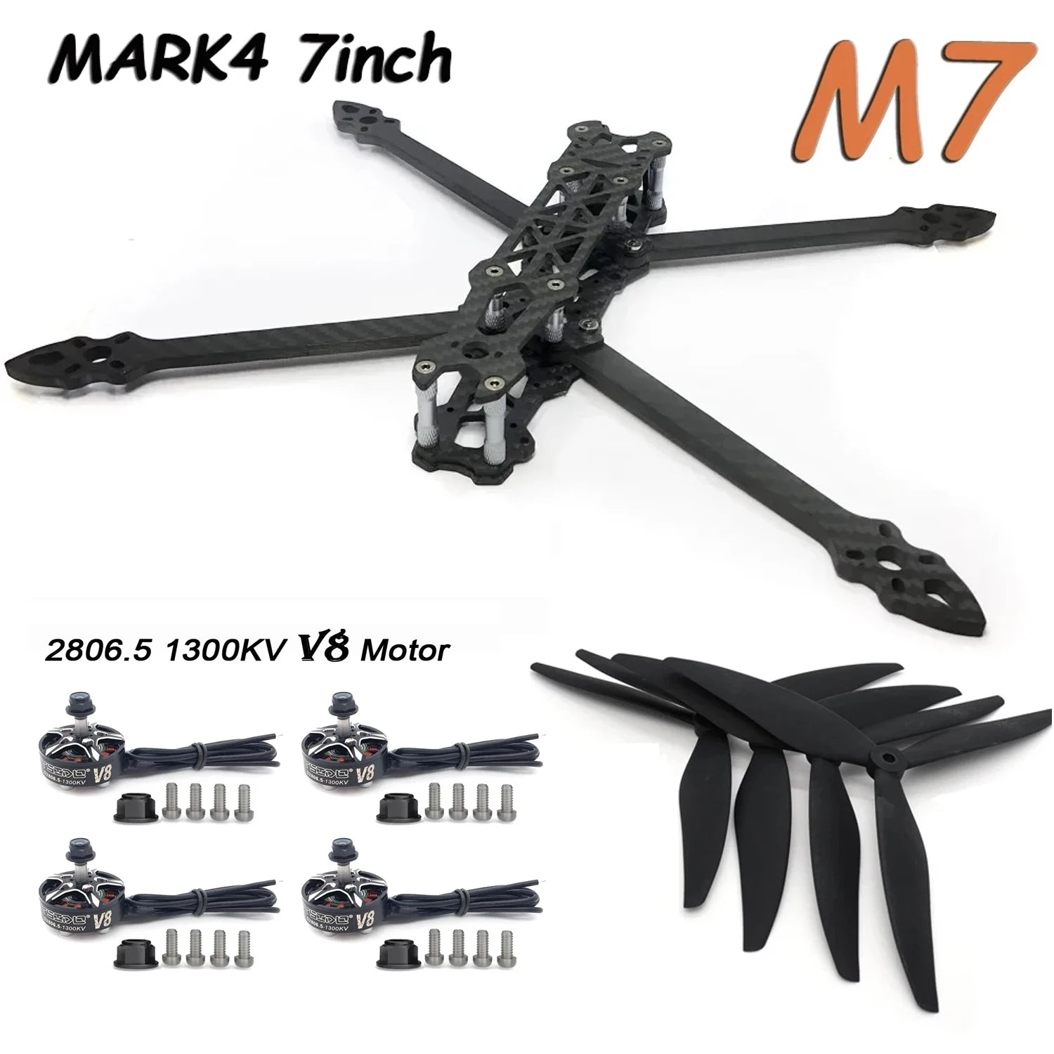 7 Inch FPV Drone DIY Kit Carbon Fiber Frame Brushless by Tidesmit M7 Tidesmit