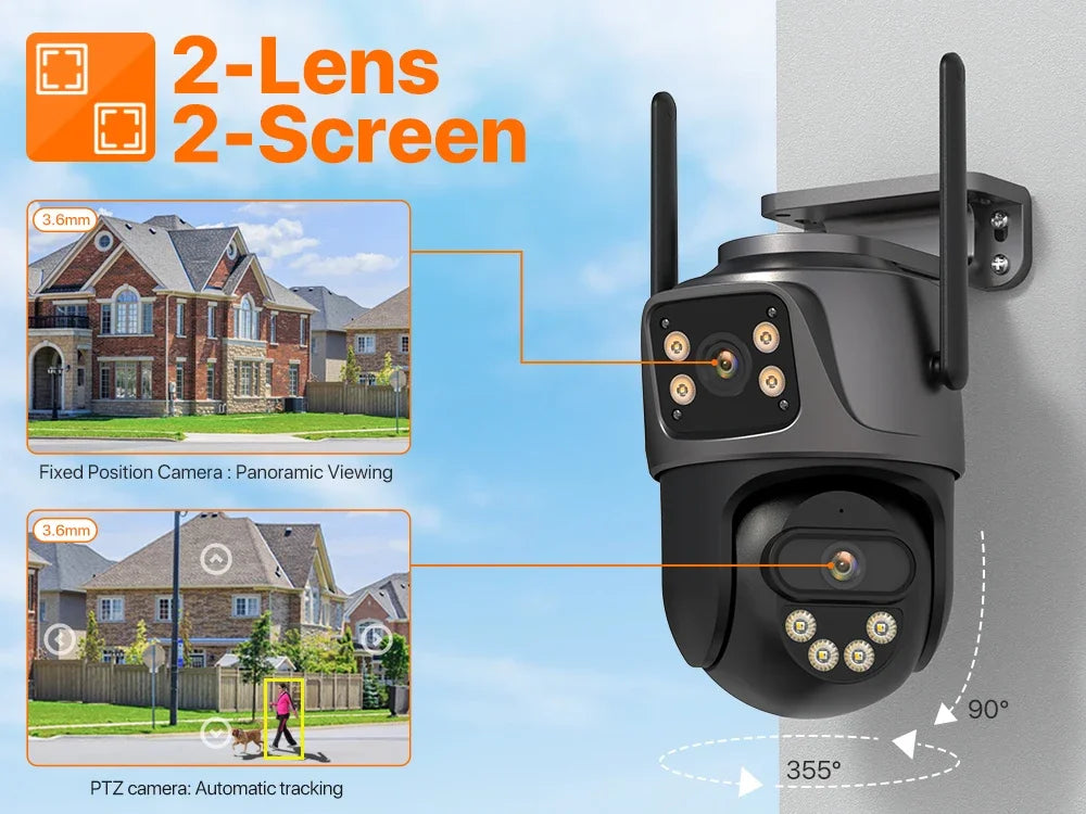 WONSDAR Outdoor 4G SIM Card IP Camera Dual Screen Outdoor  PTZ Camera Auto Tracking Security Video Surveillance ICSEE