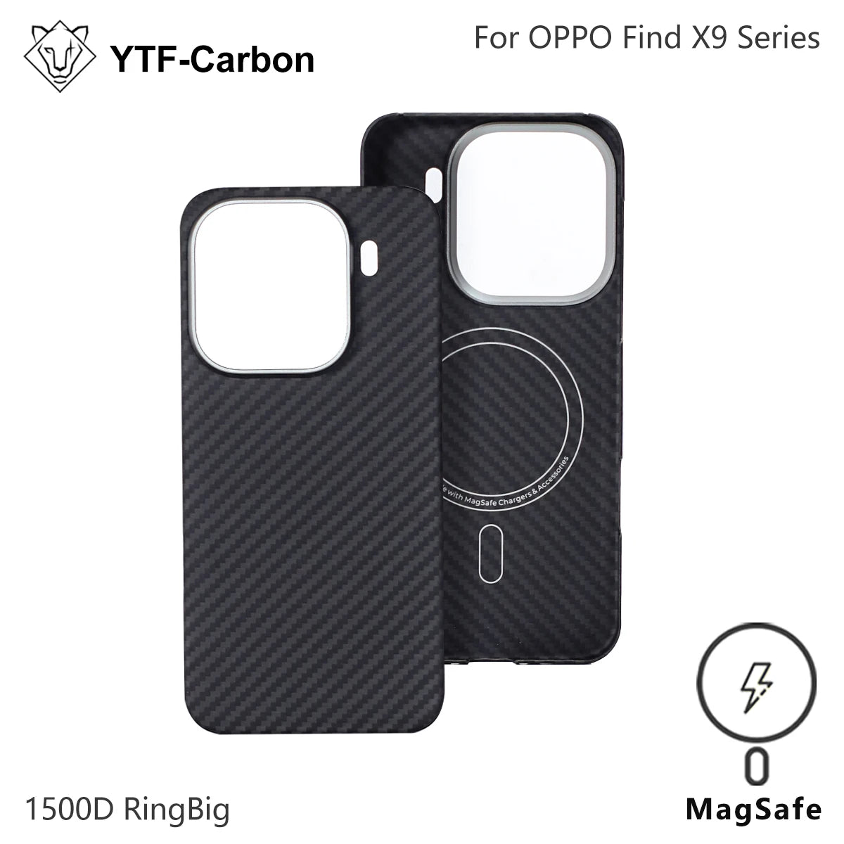 Oppo Find X9 Pro Carbon Fiber Case - Slim Magnetic Protection 1500D RingBig M Carbon Fiber Tidesmit