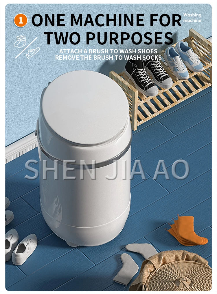 Tidesmit portable shoe washing machine showing compact design and automatic drying cycle for sneakers and slippers