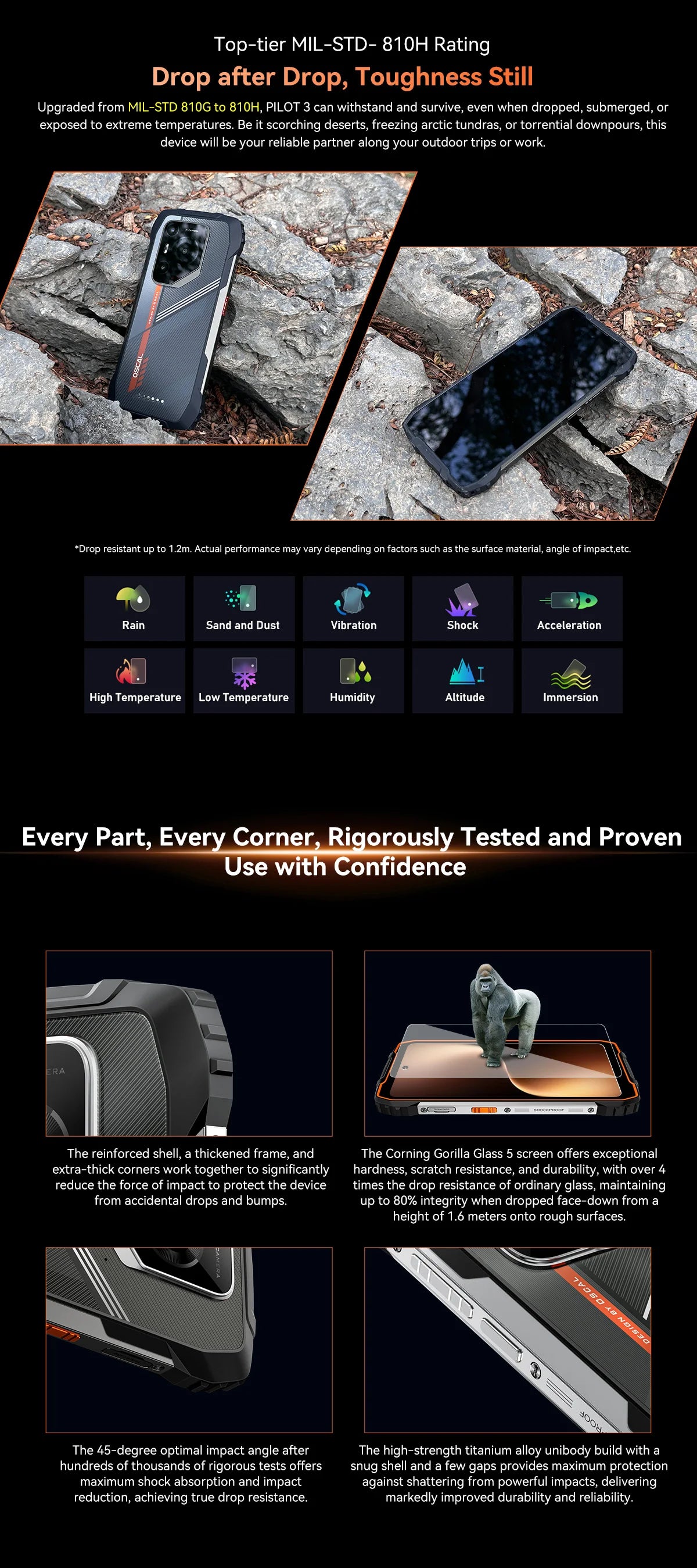 Blackview OSCAL PILOT 3 5G AI Rugged Smartphone MTK 6300, 6.78" 2.4K Display 120Hz, 12GB 256GB, 7500Amh Battery Phone,Android15