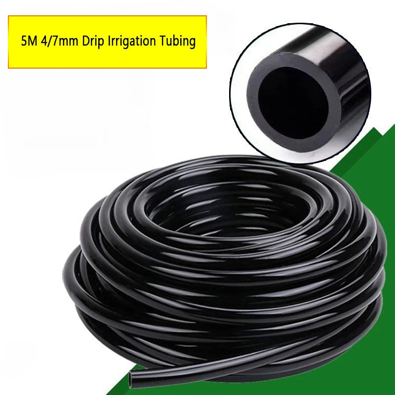 4/7mm LDPE Drip Tubing Kit PP Adjustable Red Cap Dripper + Y Shape Ground Stake DIY Garden Micro Irrigation Watering Accessories