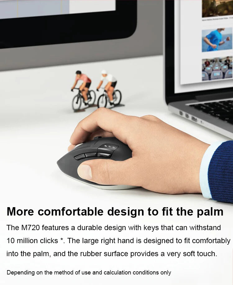 Logitech M720 Wireless Bluetooth Mouse - Office Mouse - Bluetooth Dual-mode Wireless Mouse